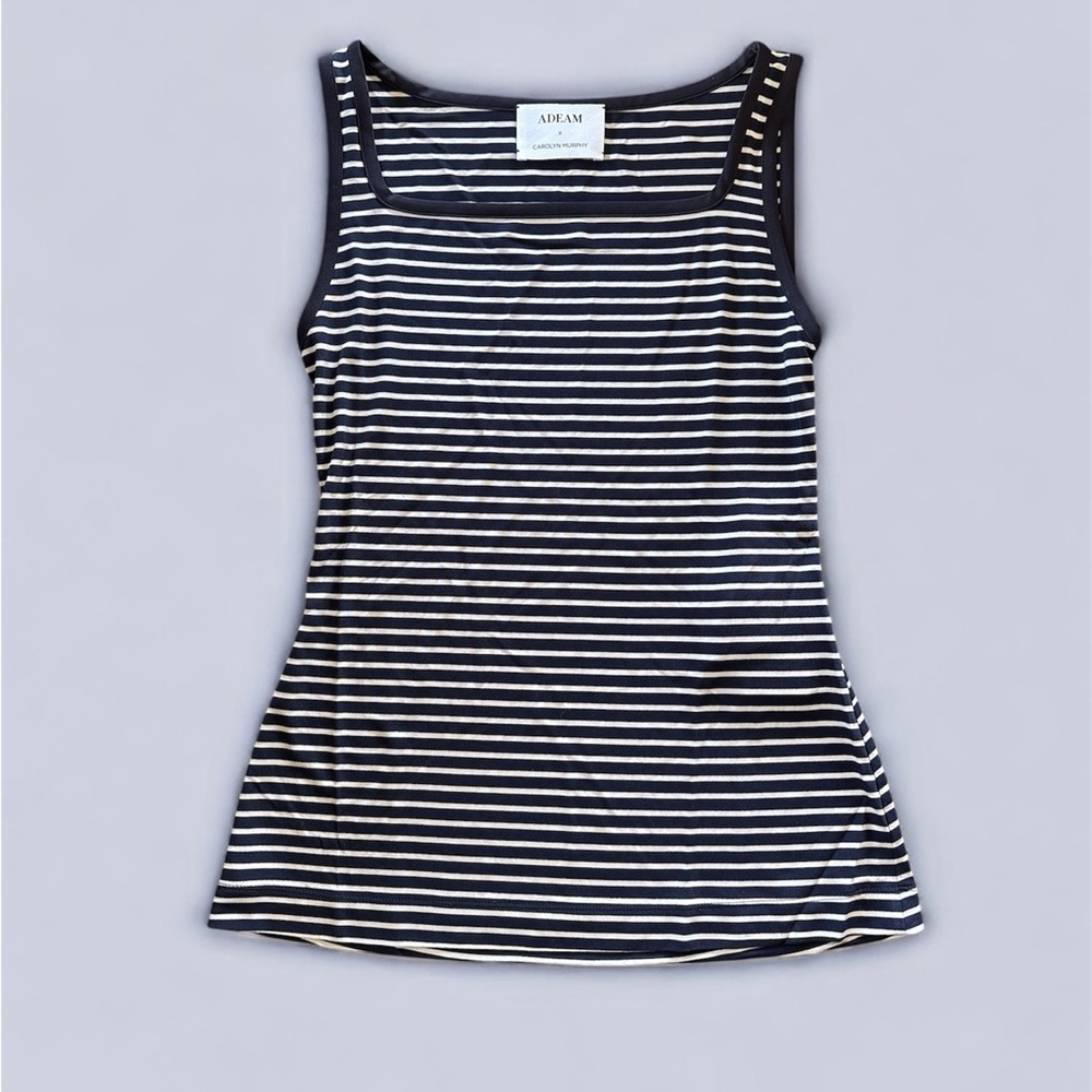 ADEAM X Carolyn Murphy Yama Tank Navy and White Striped.